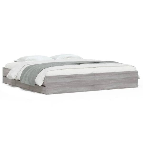 vidaXL Estrutura de Cama com Gavetas Derivados Madeira Cinza Sonoma - 3519789273