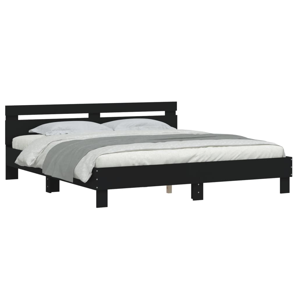 vidaXL Estrutura Cama com Cabeceira 200x200 cm Derivados Madeira Preto - 3388300162