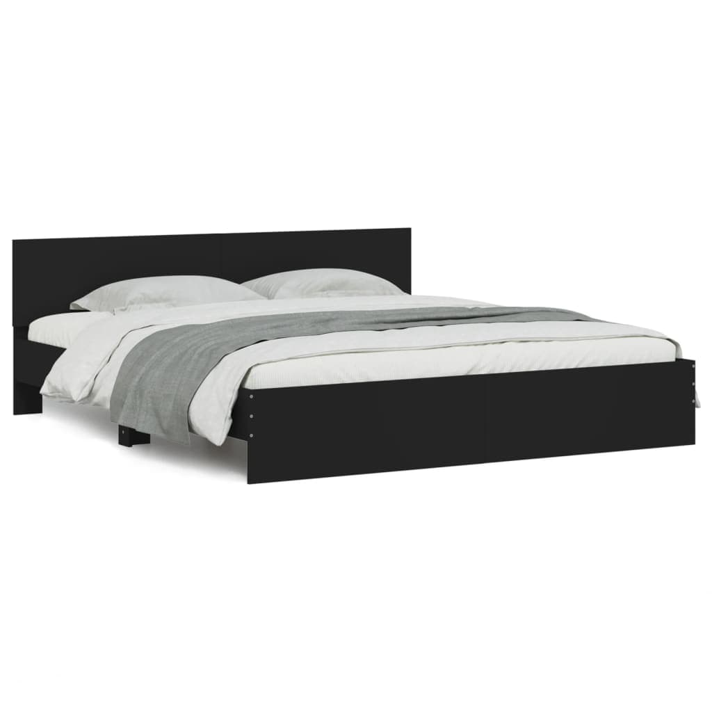 vidaXL Estrutura de cama com cabeceira 160x200 cm preto