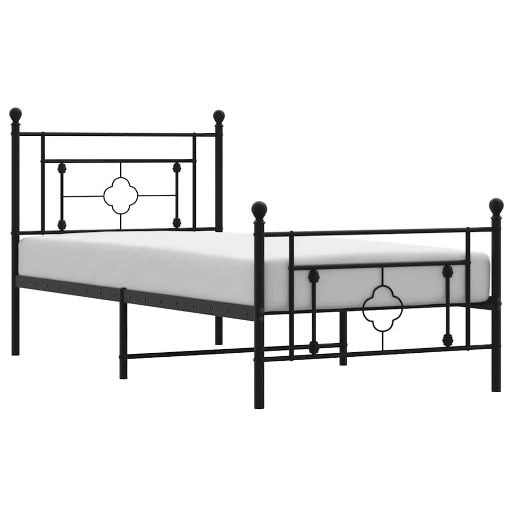vidaXL Estrutura de cama com cabeceira e pés 100x200 cm metal preto