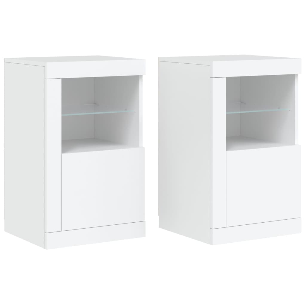 vidaXL Móveis de Apoio com Luzes led 2 Peças Derivados de Madeira Branco - 2344882380