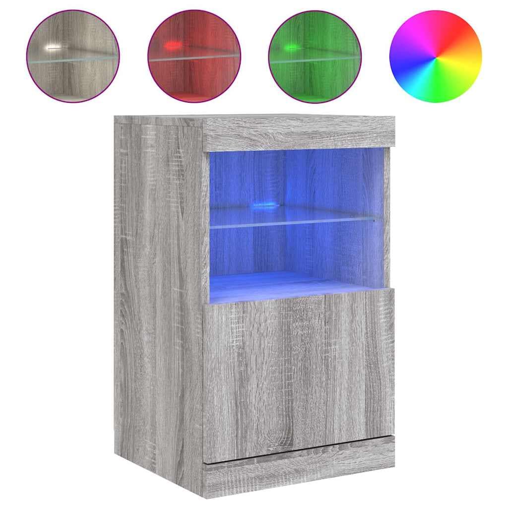 vidaXL Aparador com luzes LED 41x37x67 cm cinzento sonoma
