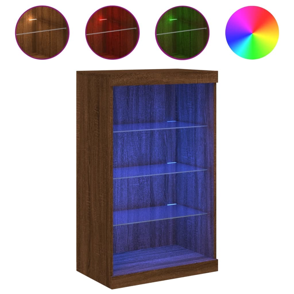 Aparador com Luzes LED 60,5x37x100 cm Carvalho Castanho