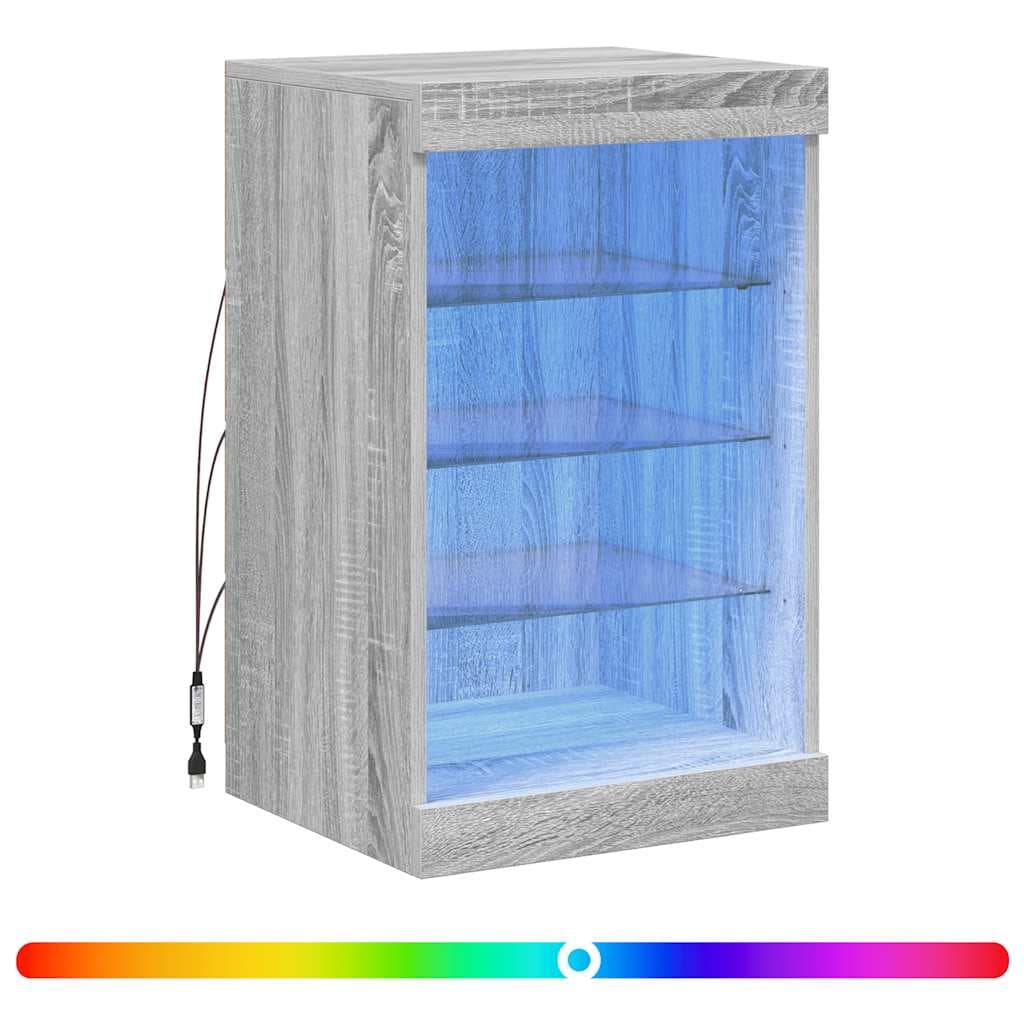 vidaXL Aparador com luzes LED 41x37x67 cm cinzento sonoma