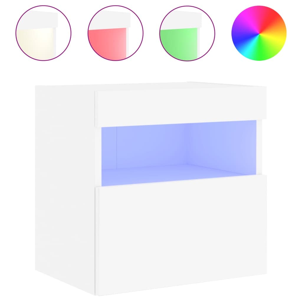 vidaXL Móvel de parede para TV com luzes LED 40x30x40 cm branco