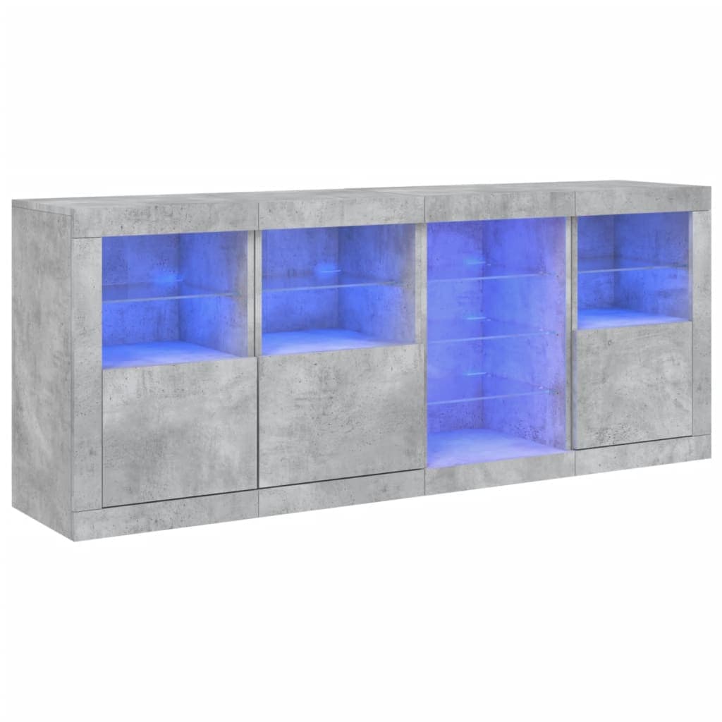 vidaXL Aparador com luzes LED 164x37x67 cm cinzento cimento