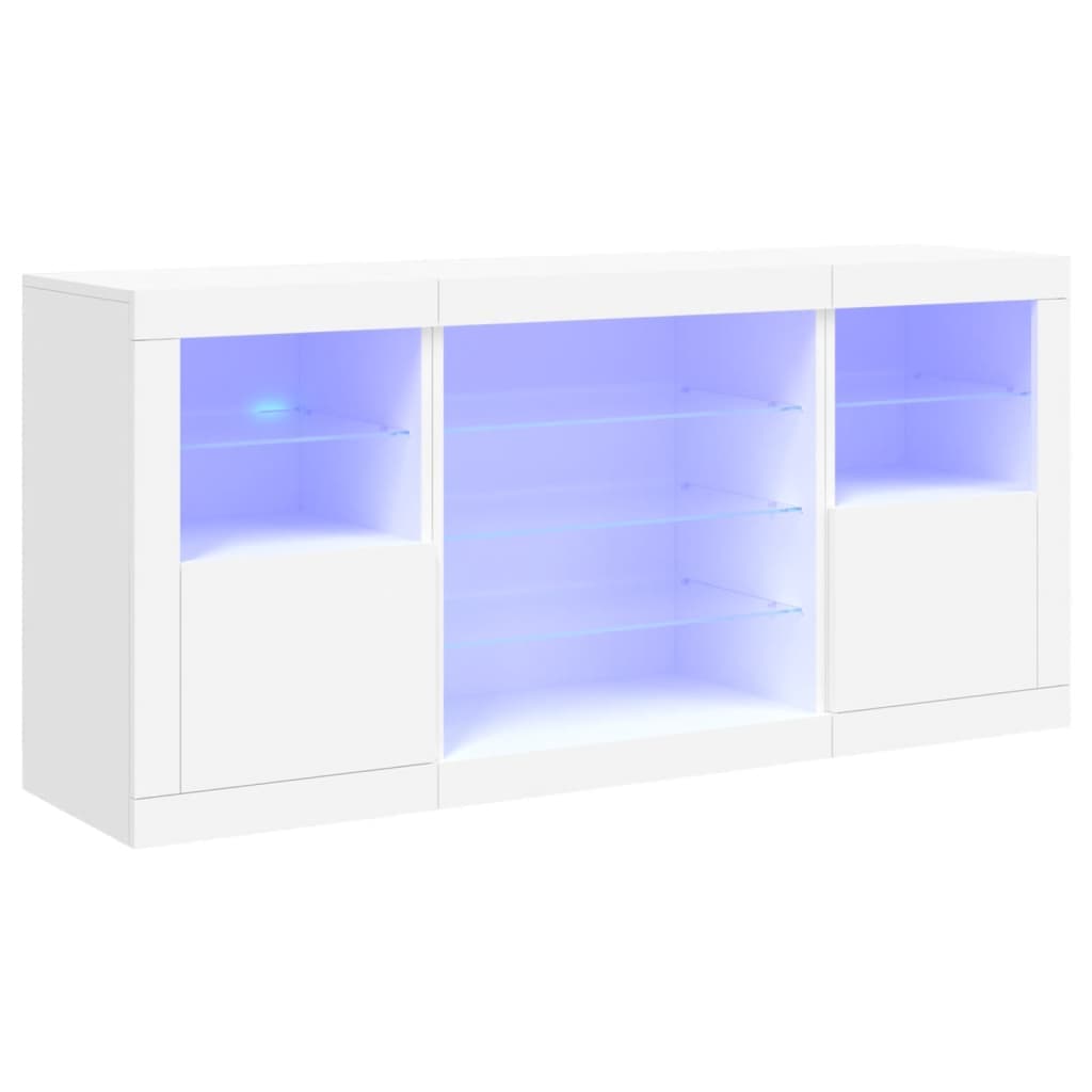 vidaXL Aparador com luzes LED 142,5x37x67 cm branco