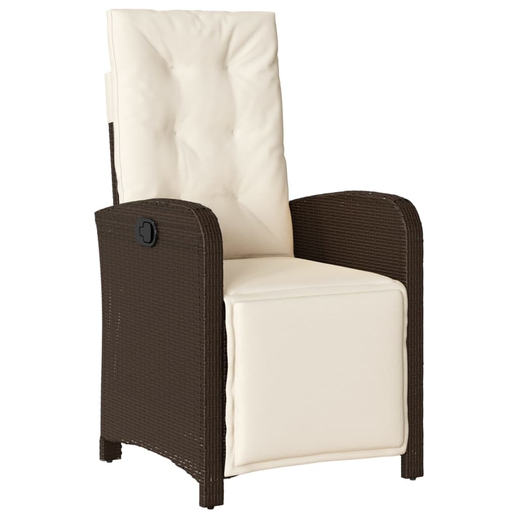 vidaXL Cadeira jardim reclinável c/ apoio para os pés vime PE castanho