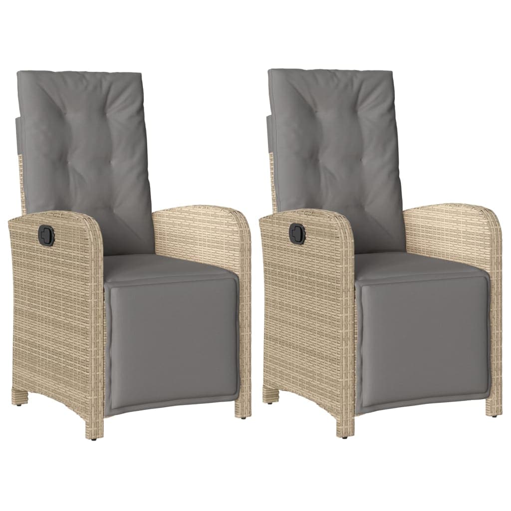 vidaXL Cadeiras Jardim Reclináveis 2 Peças com Apoio de Pés Bege Mistura - 764779435