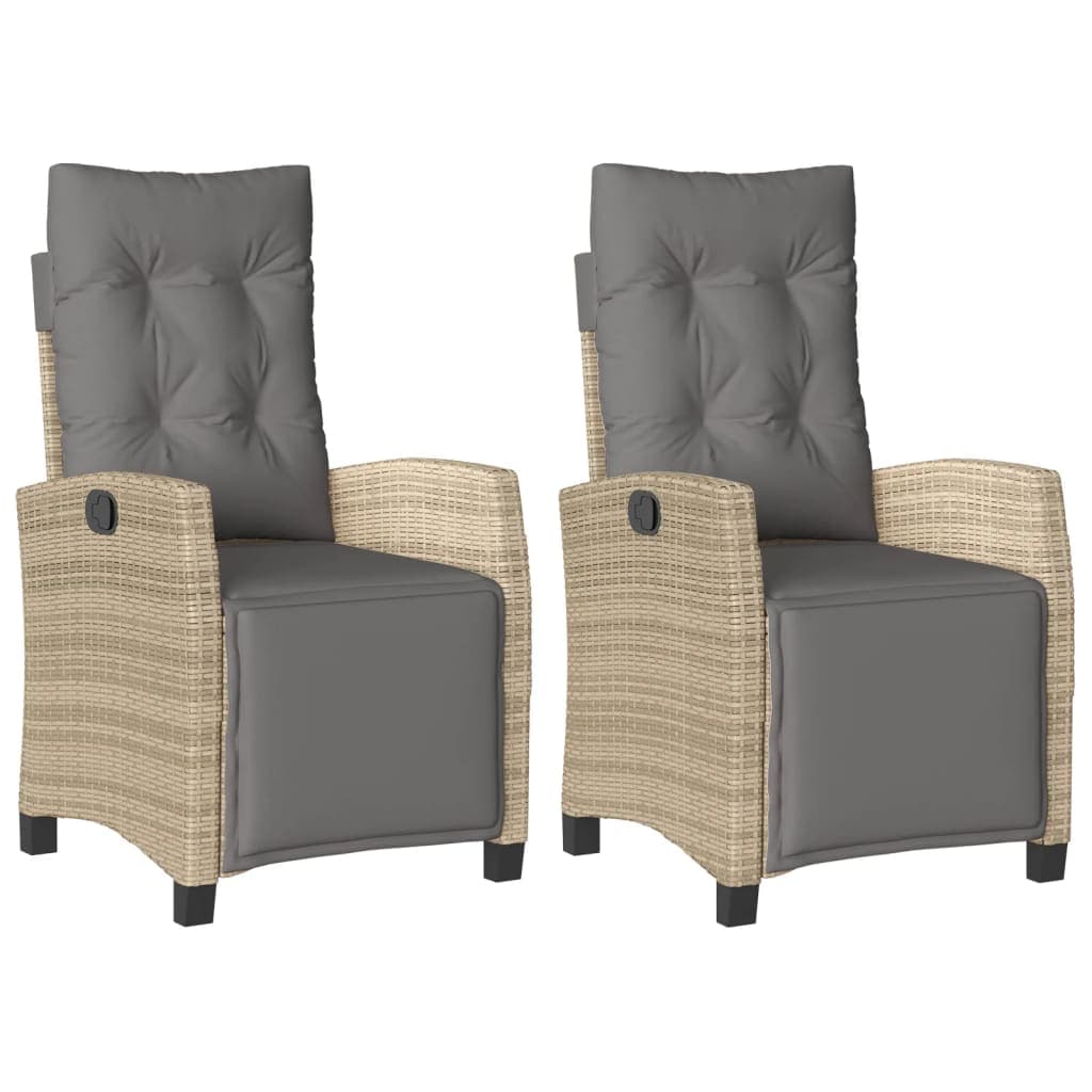 vidaXL Cadeiras jardim reclináveis 2 pcs c/ apoio de pés bege mistura
