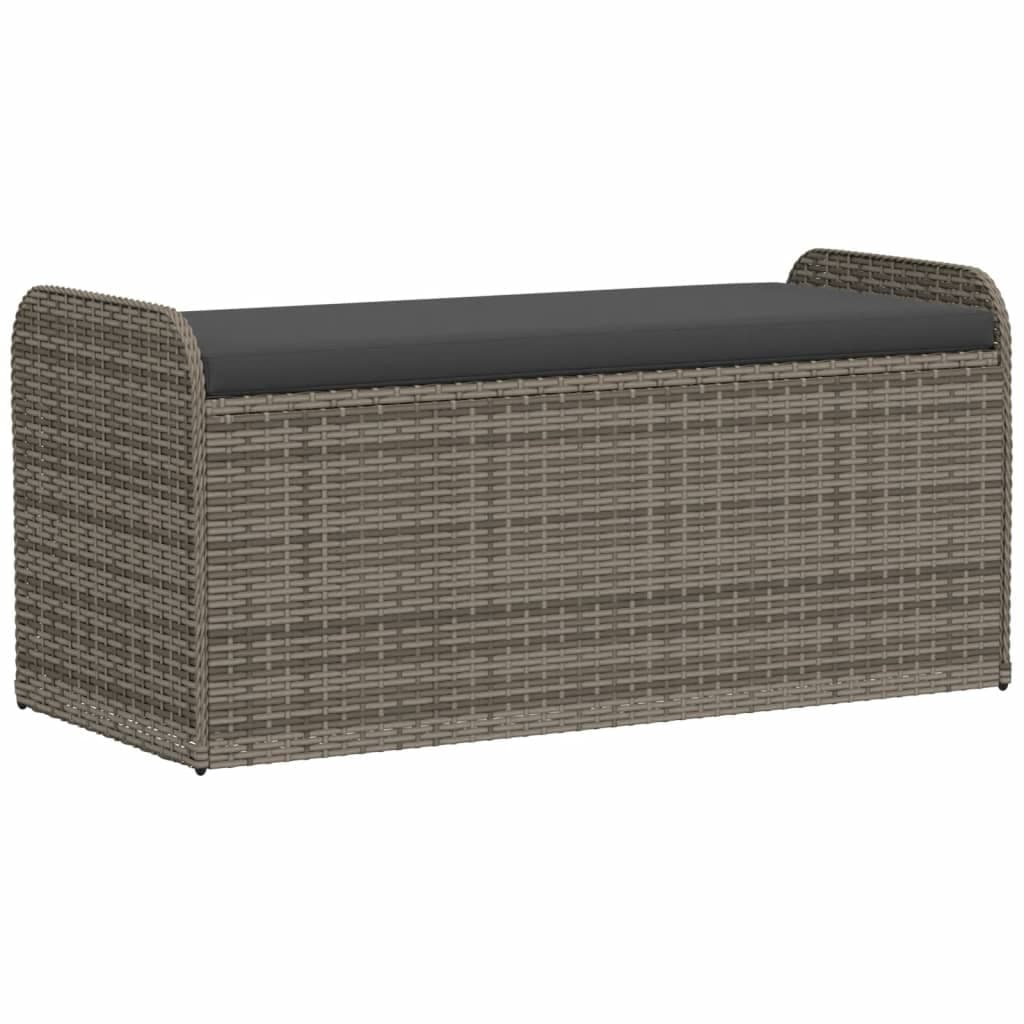 Banco de Arrumação com Almofadão 115x51x52 cm Vime Pe Cinzento - 1515397955