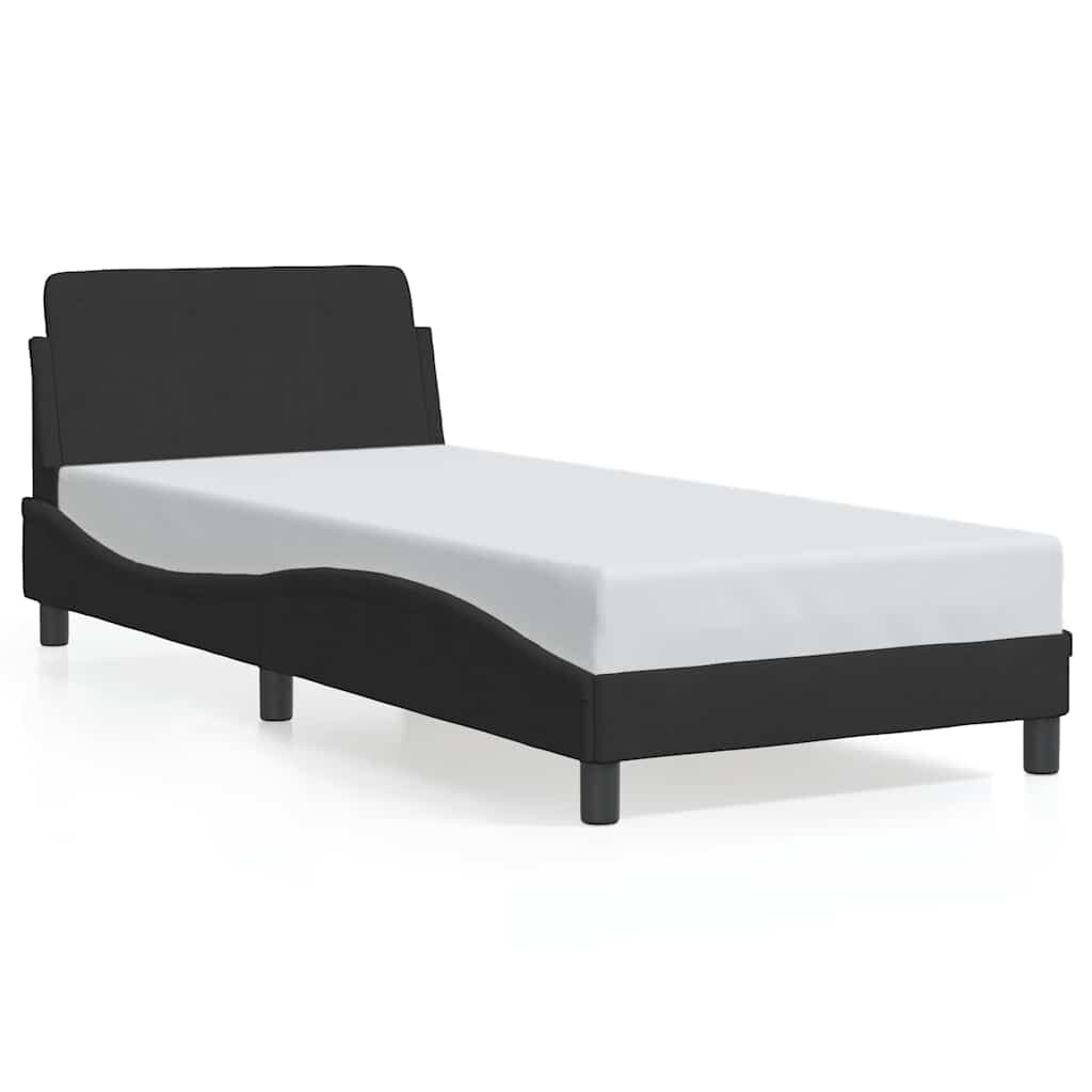 vidaXL Estrutura de Cama com Cabeceira 90x200 cm Veludo Preto - 1682847349
