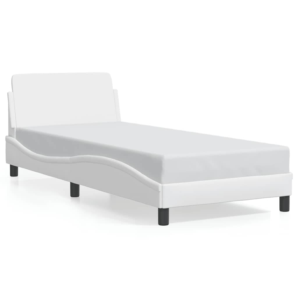 vidaXL Estrutura de cama Dover 90x200 cm couro artificial branco
