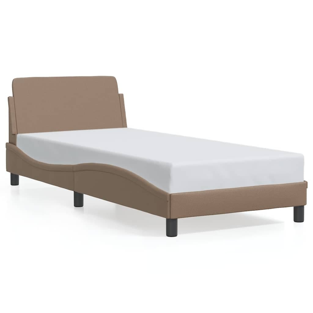 vidaXL Estrutura de cama Dover 90x200 cm couro artificial cappuccino