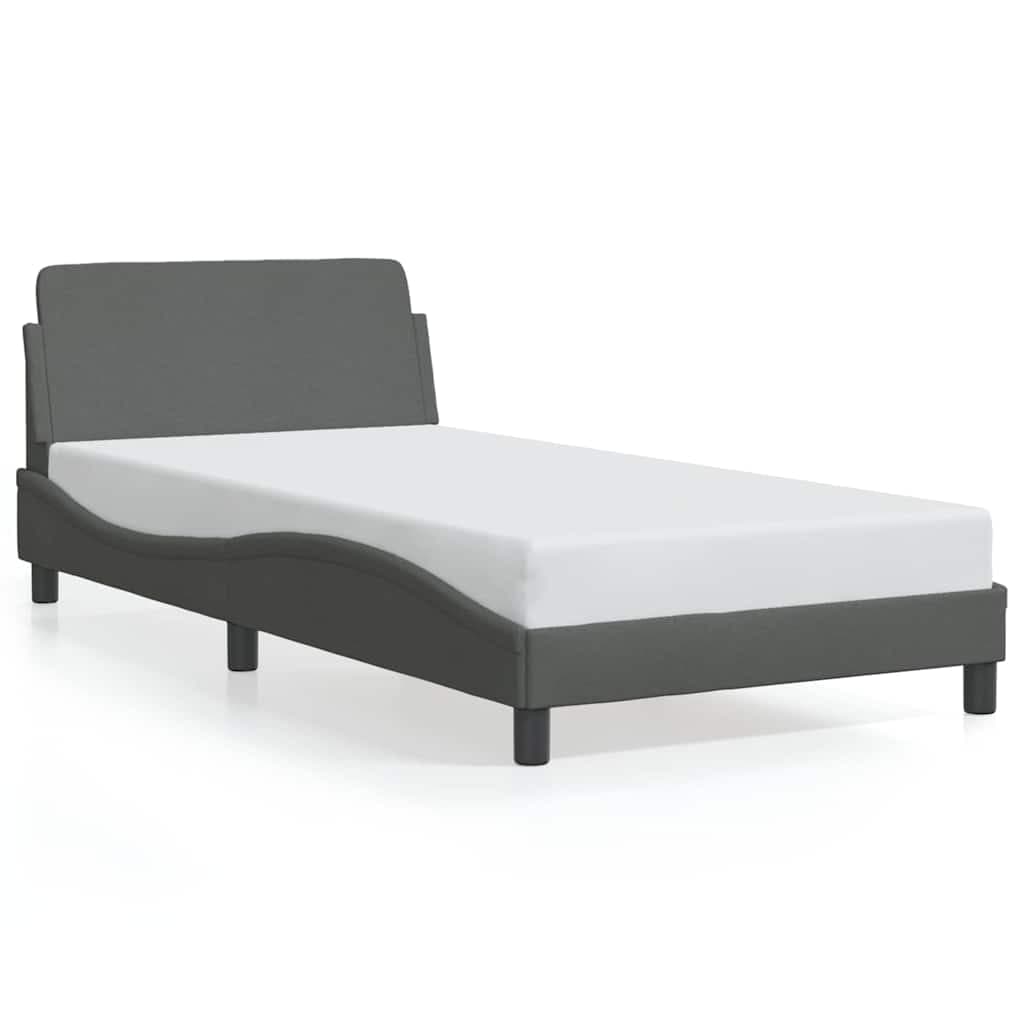 vidaXL Estrutura de Cama com Cabeceira 100x200 cm Tecido Cinza-escuro - 2708276378