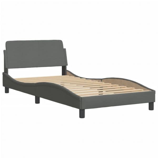 vidaXL Estrutura de Cama com Cabeceira 100x200 cm Tecido Cinza-escuro - 2708276378