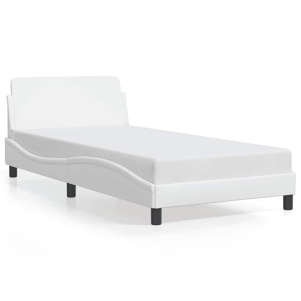 vidaXL Estrutura de cama Dover 100x200 cm couro artificial branco
