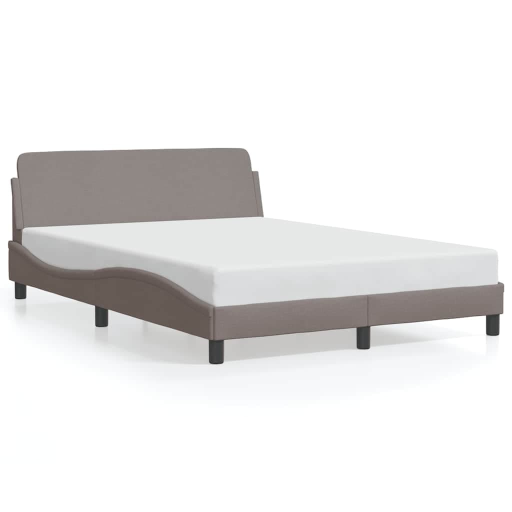 vidaXL Estrutura de cama Dover 140x190 cm tecido castanho-acinzentado