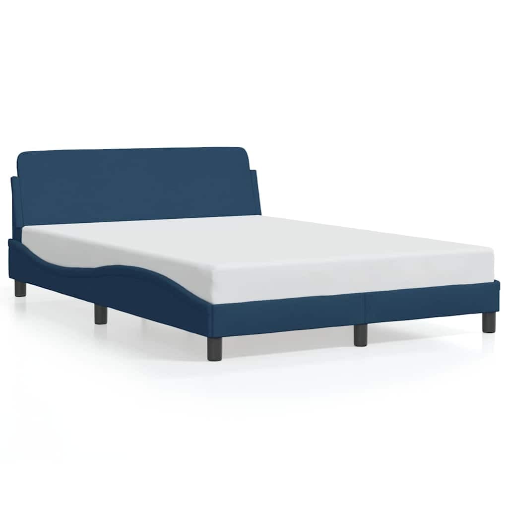 vidaXL Estrutura de cama com cabeceira Dover 140x190 cm tecido azul