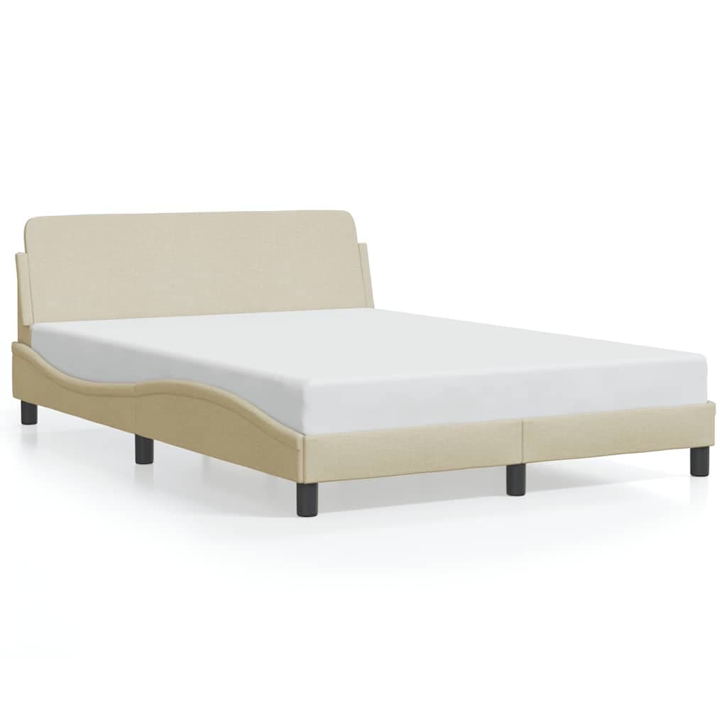 vidaXL Estrutura de cama Dover 140x200 cm tecido cor creme