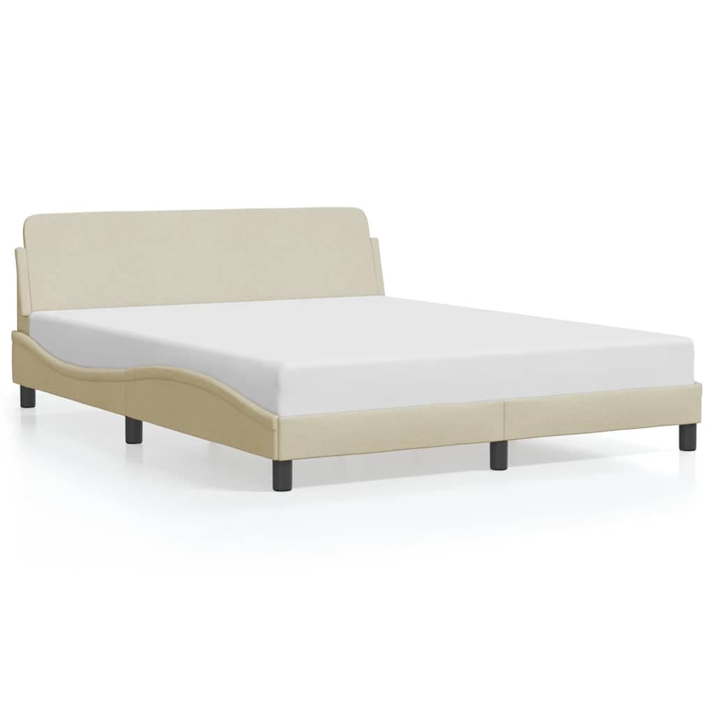 vidaXL Estrutura de Cama sem Colchão 160x200 cm Tecido Cor Creme - 1634028597