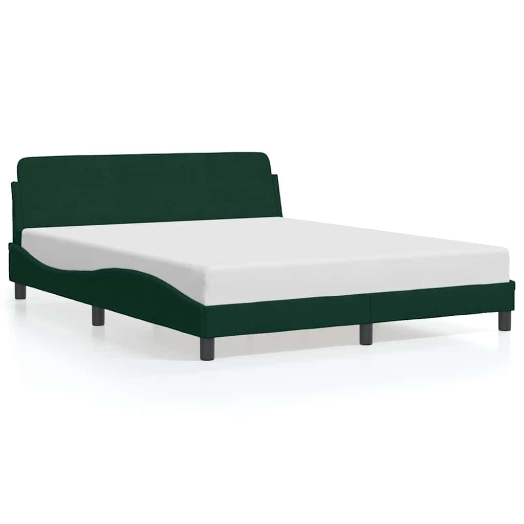 vidaXL Estrutura de Cama com Cabeceira 160x200 cm Veludo Verde-escuro - 286243002