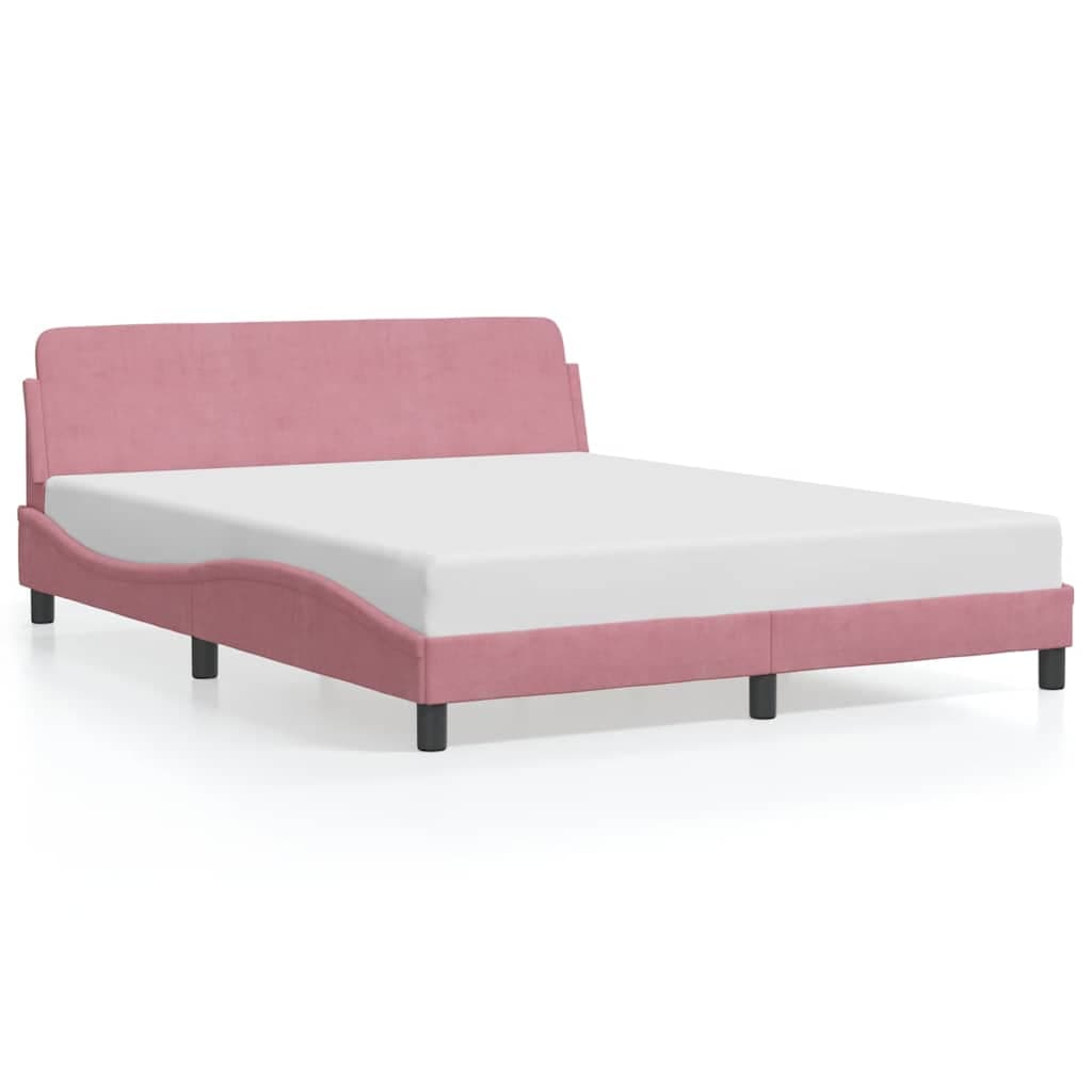 vidaXL Estrutura de cama com cabeceira Dover 160x200 cm veludo rosa