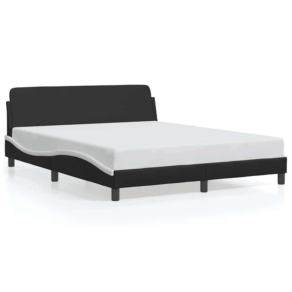 vidaXL Estrutura de cama Dover 160x200cm couro artif. preto/branco