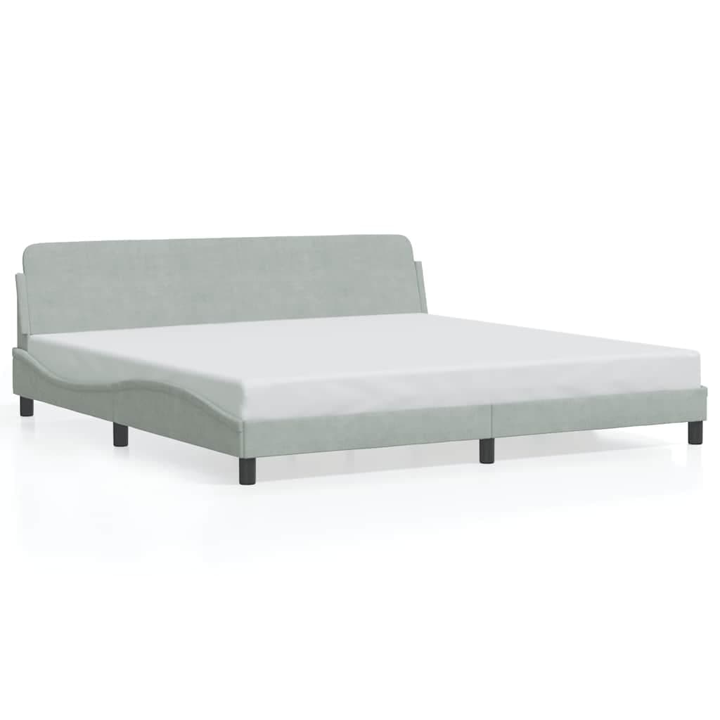vidaXL Estrutura de Cama com Cabeceira 200x200 cm Veludo Cinzento-claro - 3943163933