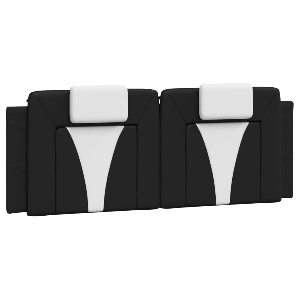 vidaXL Almofadão de cabeceira Viana 120 cm couro artificial preto e branco