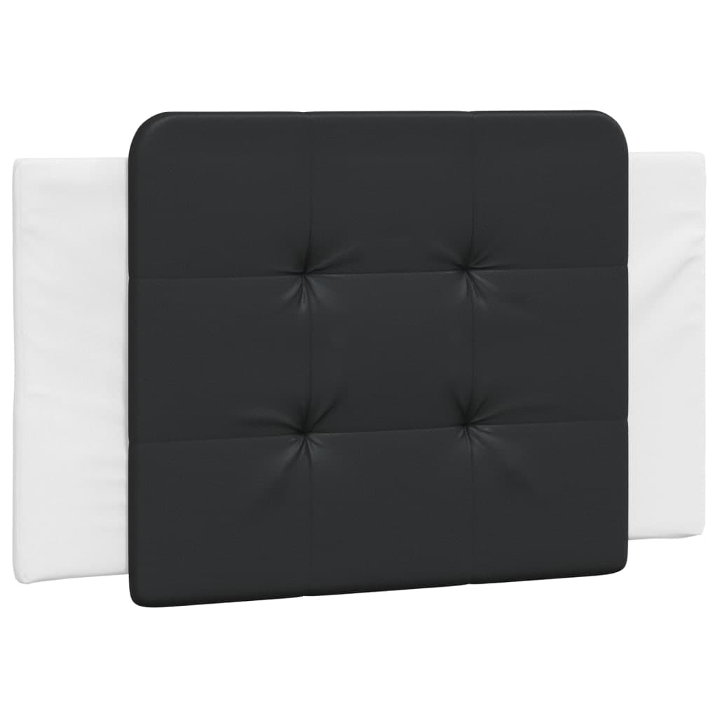 vidaXL Almofadão de cabeceira Zadar 90 cm couro artificial preto e branco
