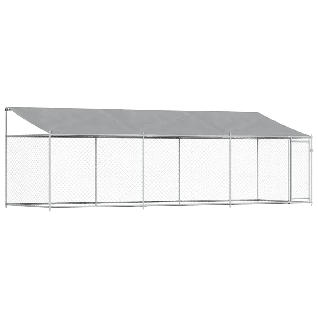 vidaXL Jaula para cão com telhado/porta 6x2x2 m aço galvanizado cinza