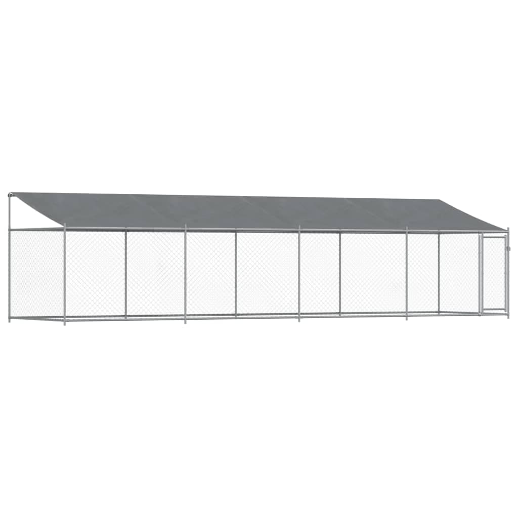 vidaXL Jaula para cão com telhado/porta 8x2x2 m aço galvanizado cinza