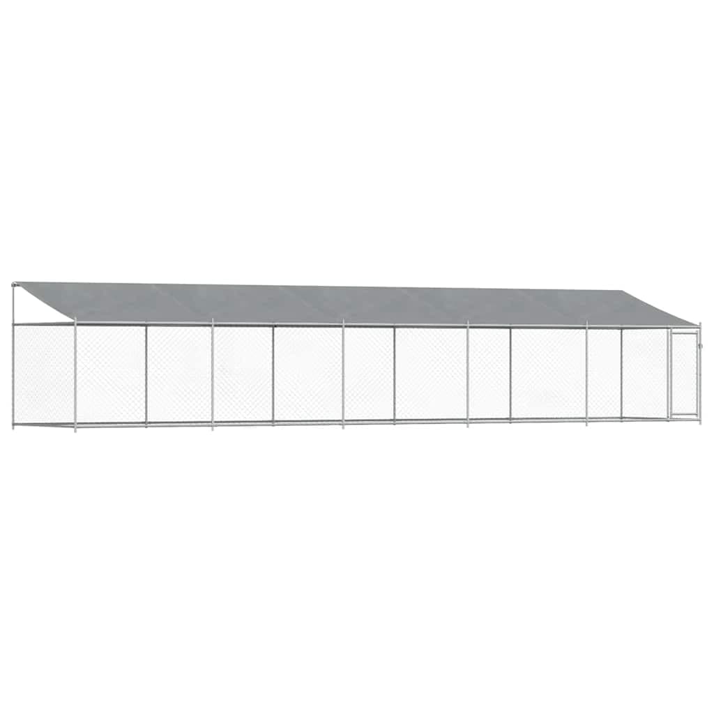 vidaXL Jaula para cão com telhado/porta 10x2x2m aço galvanizado cinza