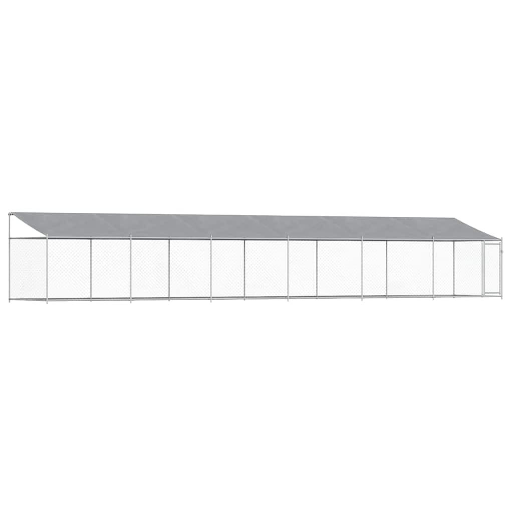 vidaXL Jaula para cão com telhado/porta 12x2x2m aço galvanizado cinza