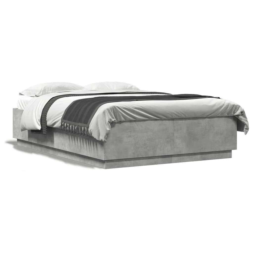 vidaXL Estrutura de Cama 150x200 cm Derivados de Madeira Cinza Cimento - 3090364370