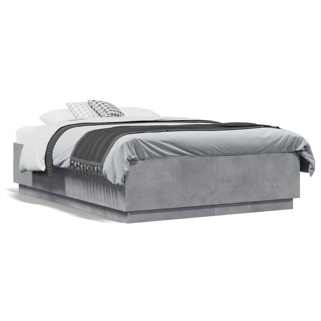 vidaXL Estrutura de Cama 140x190 cm Derivados de Madeira Cinza Cimento - 3570167015