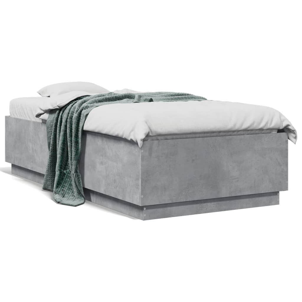vidaXL Estrutura de Cama 75x190 cm Derivados de Madeira Cinza Cimento - 1203108238