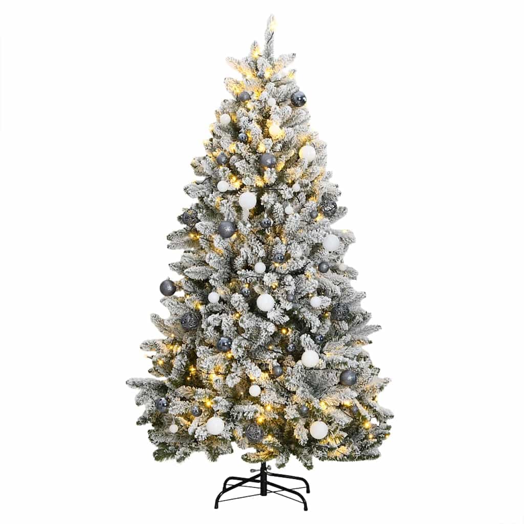 vidaXL Árvore Natal artificial articulada c/ 300 luzes LED+bolas 210cm