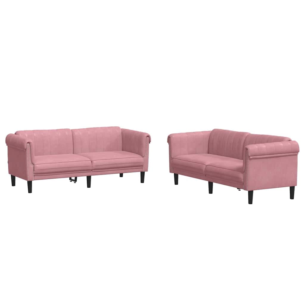 vidaXL 2 pcs conjunto de sofás veludo rosa