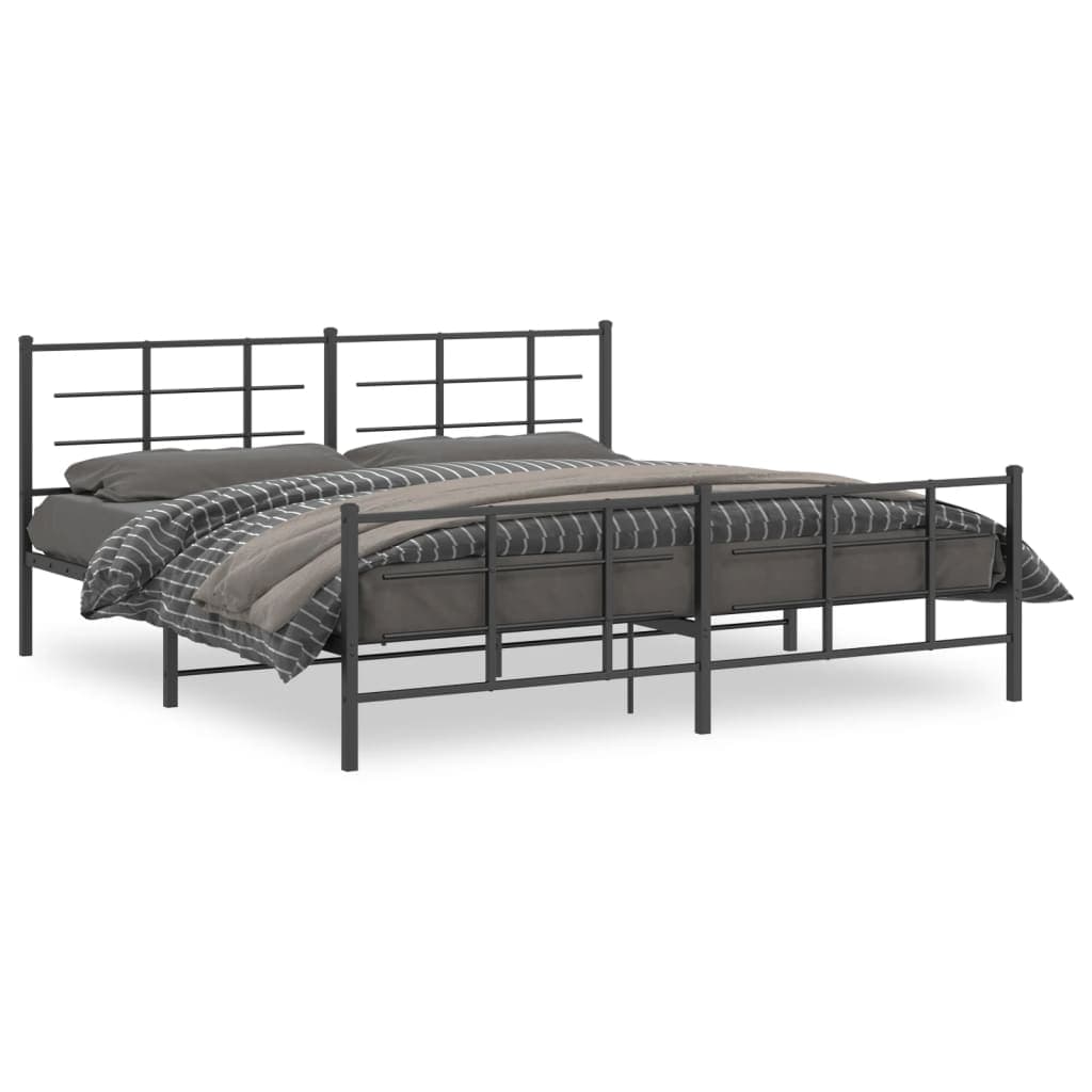 vidaXL Estrutura de Cama com Cabeceira e Pés 193x203 cm Metal Preto - 2586384842