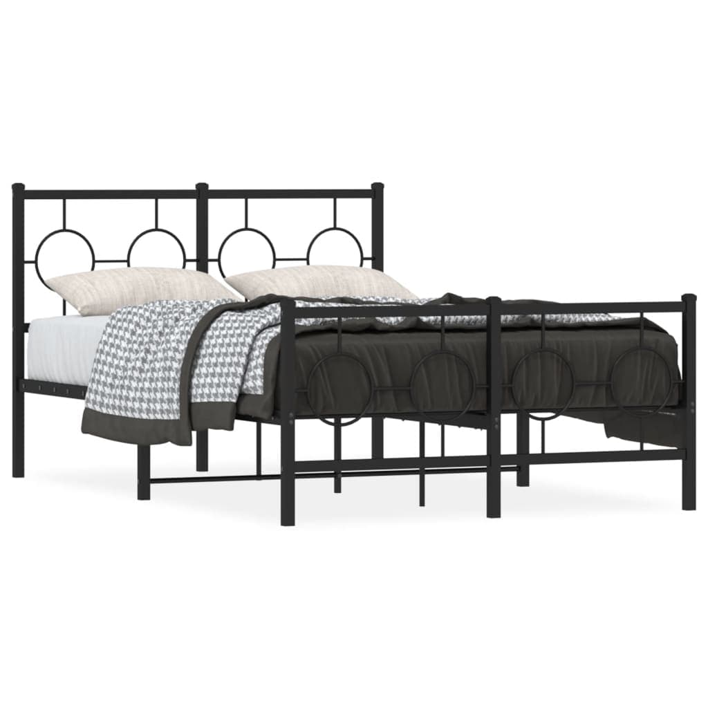 vidaXL Estrutura de Cama com Cabeceira e Pés 120x190 cm Metal Preto - 1556838612
