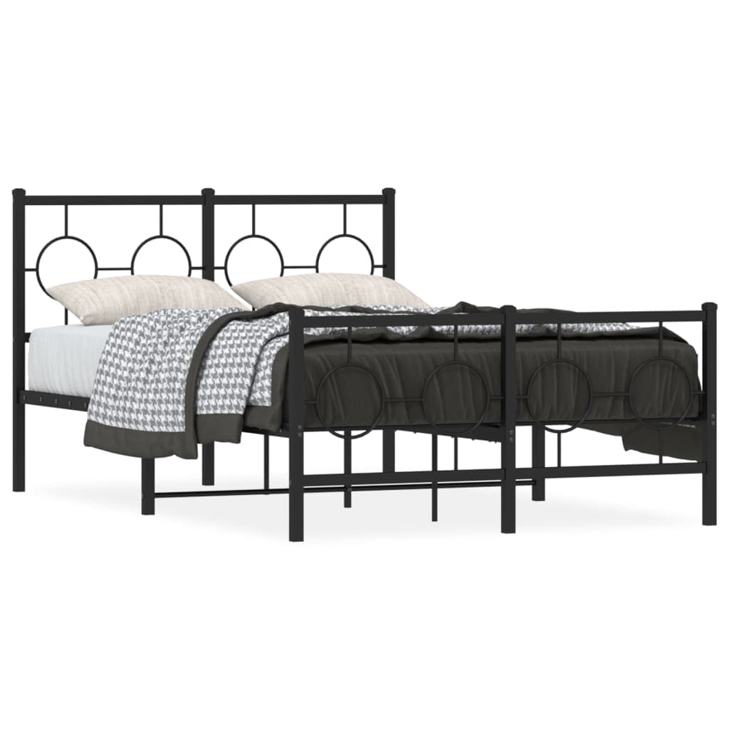 vidaXL Estrutura de Cama com Cabeceira e Pés 120x200 cm Metal Preto - 3317836142