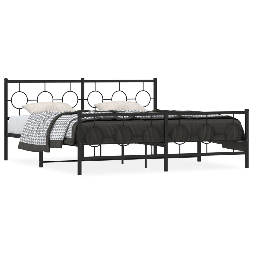 vidaXL Estrutura de cama com cabeceira e pés 183x213 cm metal preto