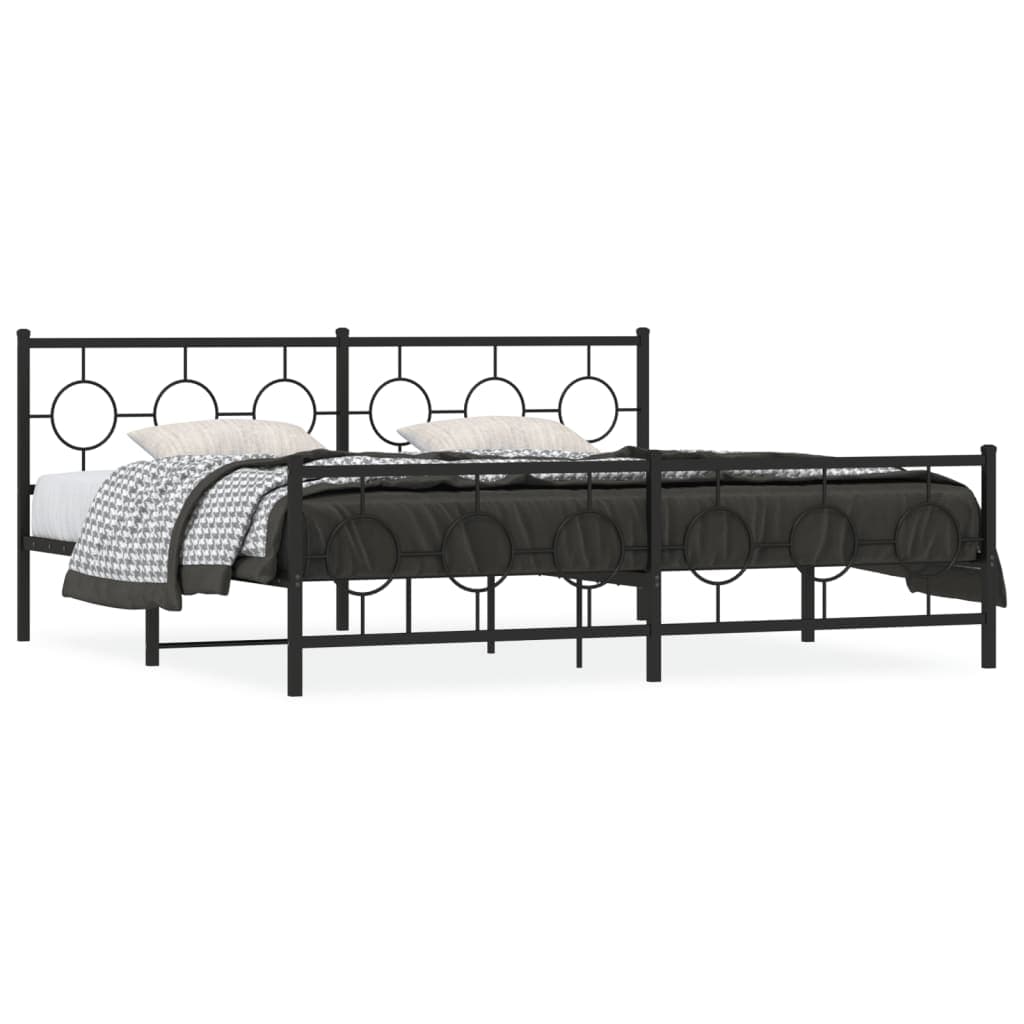 vidaXL Estrutura de cama com cabeceira e pés 200x200 cm metal preto