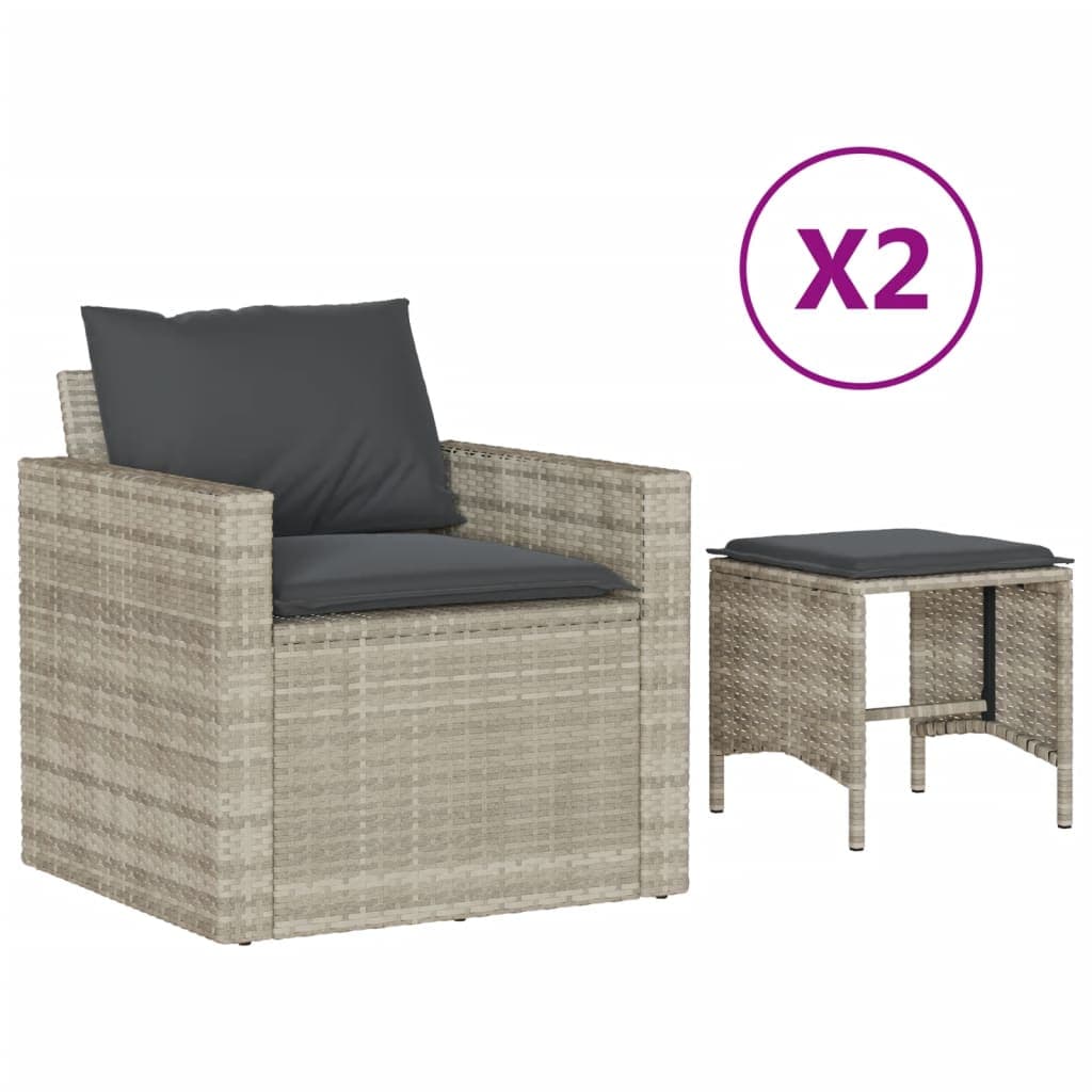 vidaXL 4 pcs conj. sofás jardim c/ almofadões vime PE cinzento-claro
