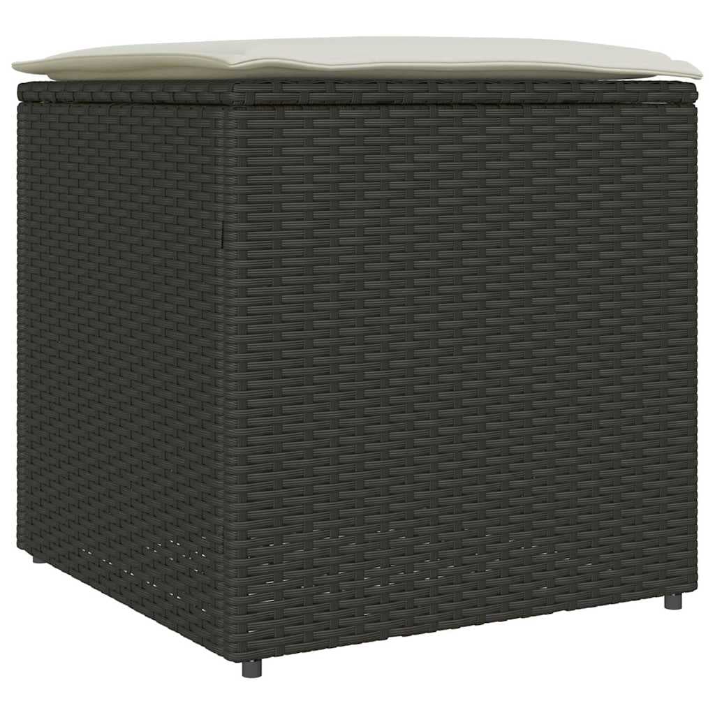 vidaXL Caixa de Almofadas Preto 50 x 50 x 50 cm vime PE
