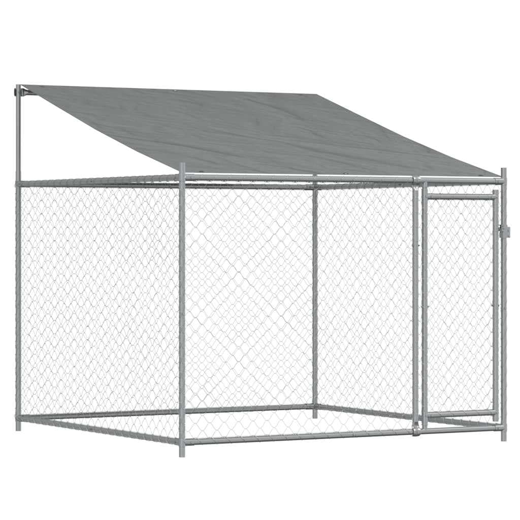 vidaXL Jaula para cão com telhado/porta 2x2x2 m aço galvanizado cinza
