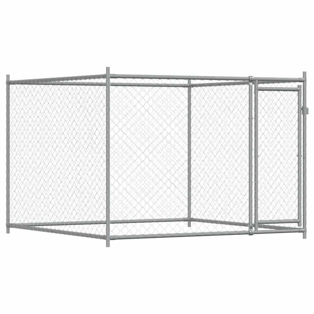 vidaXL Jaula para cão com porta 2x2x1,5 m aço galvanizado cinzento