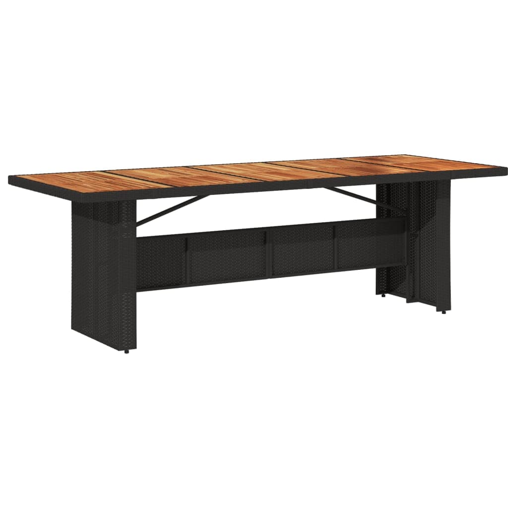 vidaXL Mesa de Jardim com Tampo de Madeira de Acácia Vime Pe Preto - 3297923675